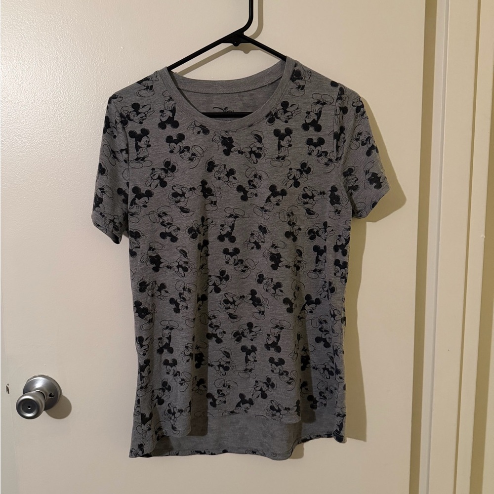 Disney Gray Tee with Black Mickey Design